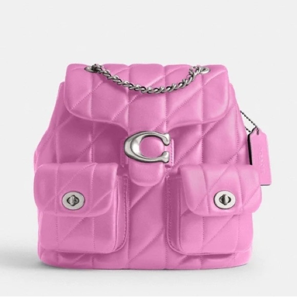 Coach Tabby Backpack with Pillow Quilting in Silver/Fuschia Nappa Leather NWT - Picture 1 of 14